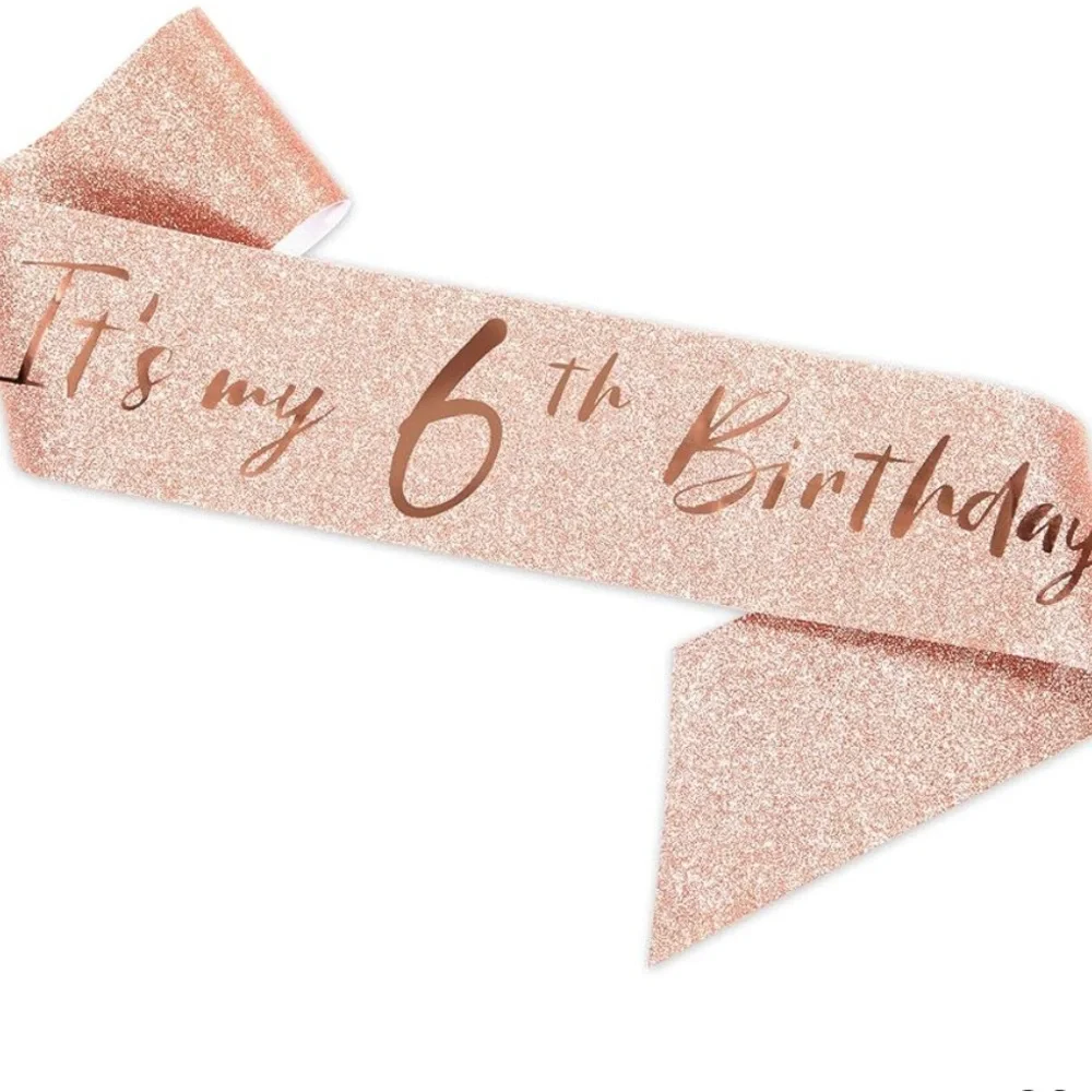 Rose Gold 6th Birthday Tiara and Sash Set